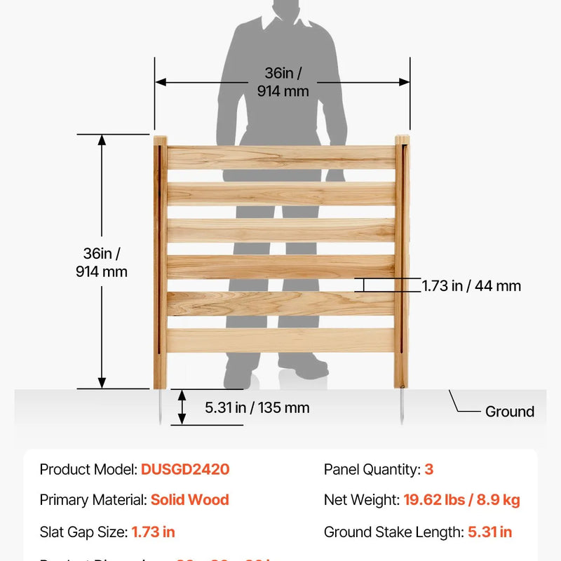 Koka privātuma žogs, 3 paneļi, lamelēts, gaisa kondicioniera pārsegs, 91 × 91 см