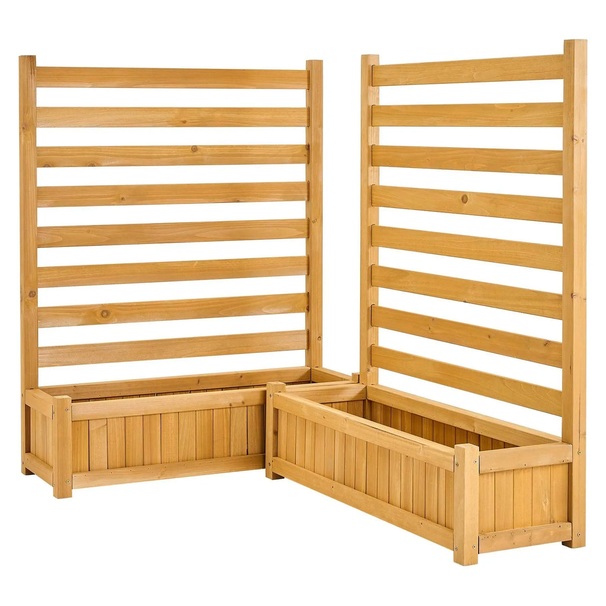 VEVOR koka privātuma žogs 914 × 1143 mm, 2 līstu paneļu masīvkoka āra aizslietnis ar 2 puķu kastēm un metāla mietiem, piemērots gaisa kondicioniera, atkritumu konteineru un dārza zonas norobežošanai pie baseina - ZEMLETES.LV