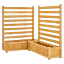 VEVOR koka privātuma žogs 914 × 1143 mm, 2 līstu paneļu masīvkoka āra aizslietnis ar 2 puķu kastēm un metāla mietiem, piemērots gaisa kondicioniera, atkritumu konteineru un dārza zonas norobežošanai pie baseina - ZEMLETES.LV