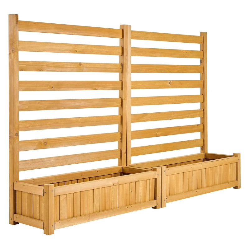 VEVOR koka privātuma žogs 914 × 1143 mm, 2 līstu paneļu masīvkoka āra aizslietnis ar 2 puķu kastēm un metāla mietiem, piemērots gaisa kondicioniera, atkritumu konteineru un dārza zonas norobežošanai pie baseina - ZEMLETES.LV