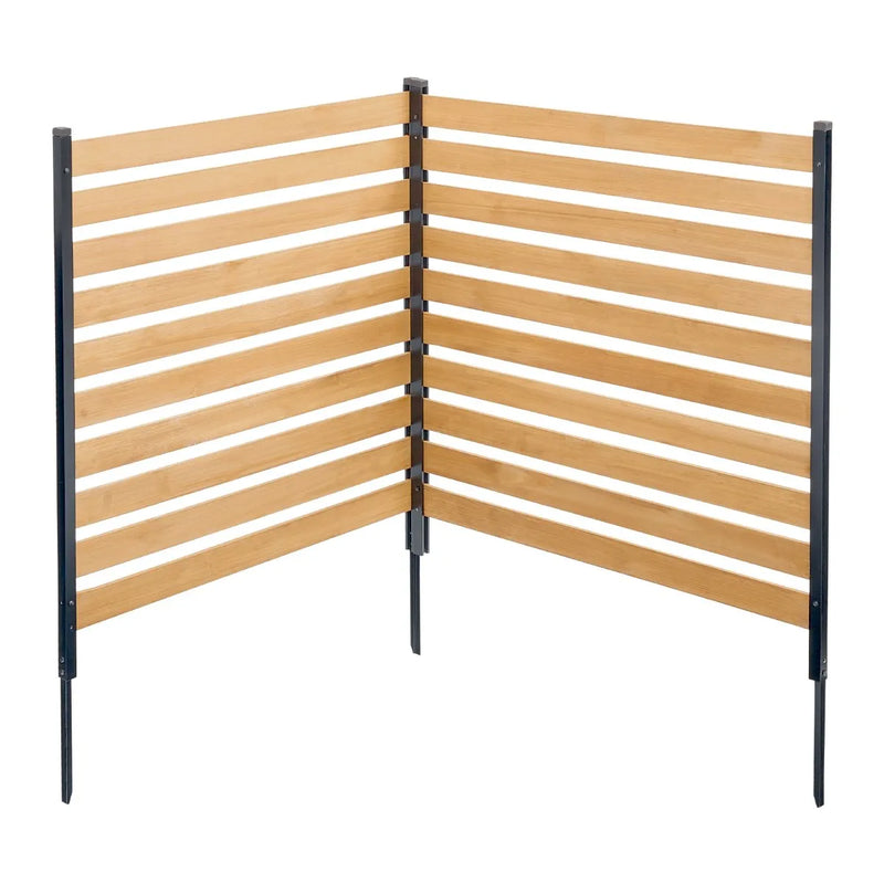 VEVOR koka privātuma žogs, 965 × 1067 mm, 2 paneļu lamelēts gaisa kondicioniera aizsegs ar metāla mietiņiem, vienkārša DIY uzstādīšana, āra atkritumu tvertnes slēpnis dārza dekorēšanai