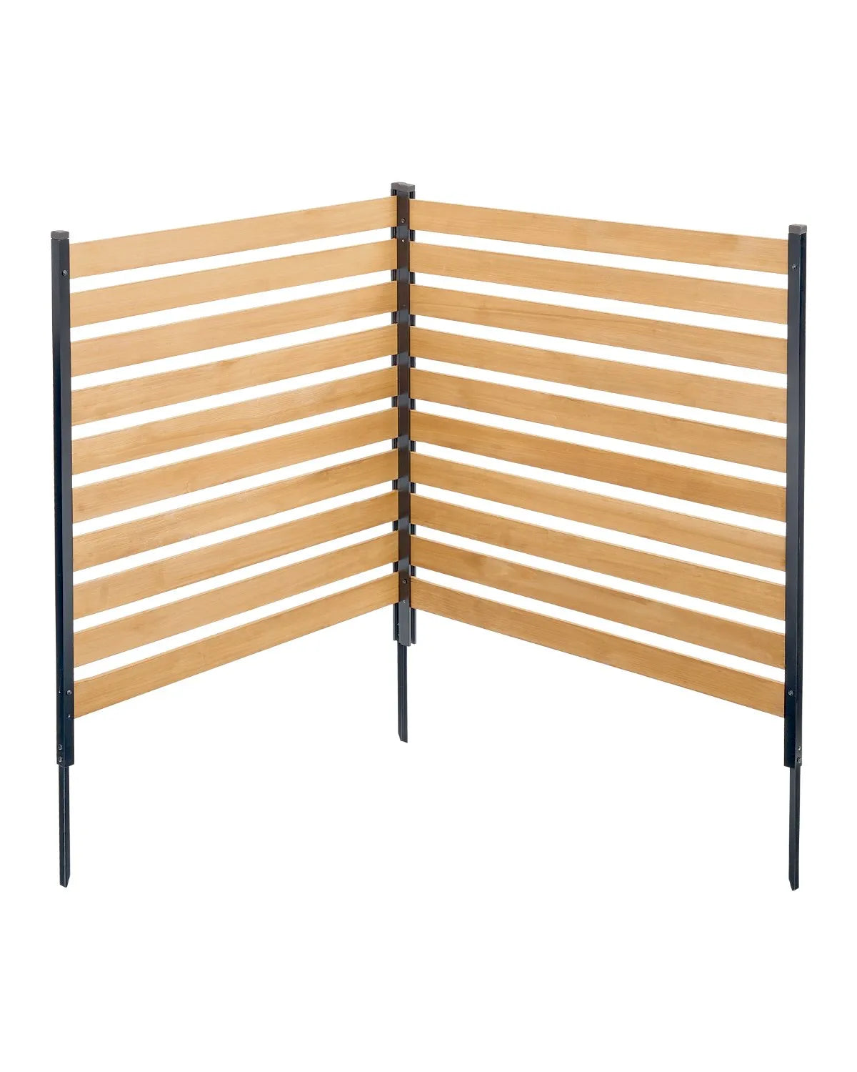 VEVOR Wooden Privacy Fence, 965 × 1067 mm, 2-Panel Slatted Air Conditioner Cover with Metal Stakes, Easy DIY Installation, Outdoor Waste Bin Hider for Garden Decoration