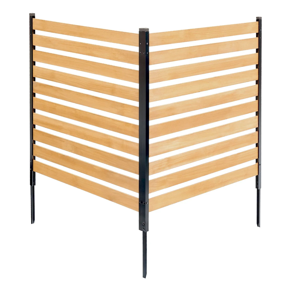 VEVOR Wooden Privacy Fence, 965 × 1067 mm, 2-Panel Slatted Air Conditioner Cover with Metal Stakes, Easy DIY Installation, Outdoor Waste Bin Hider for Garden Decoration