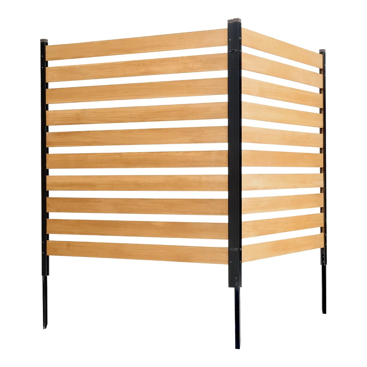 VEVOR Wooden Privacy Fence, 965 × 1067 mm, 2-Panel Slatted Air Conditioner Cover with Metal Stakes, Easy DIY Installation, Outdoor Waste Bin Hider for Garden Decoration