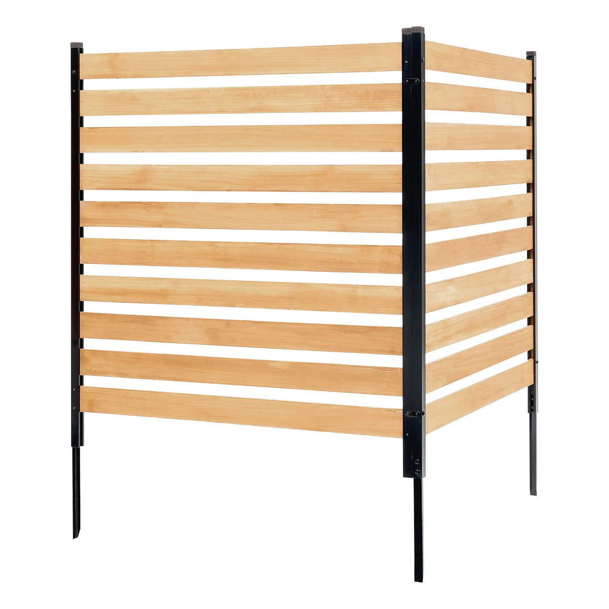 VEVOR Wooden Privacy Fence, 965 × 1067 mm, 2-Panel Slatted Air Conditioner Cover with Metal Stakes, Easy DIY Installation, Outdoor Waste Bin Hider for Garden Decoration