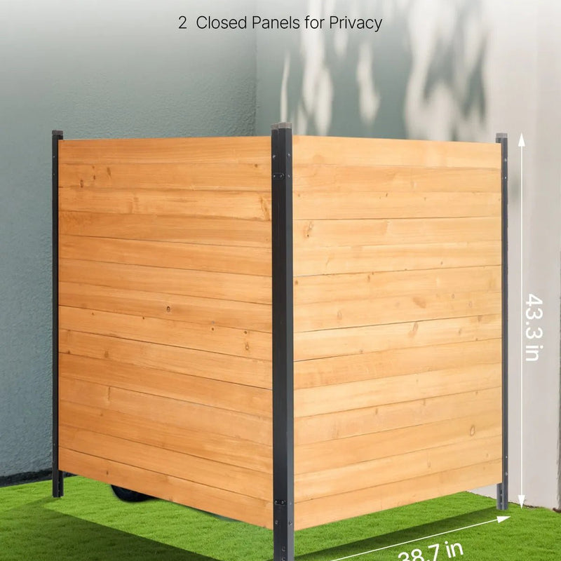VEVOR koka privātuma žogs, 965 x 1067 mm, 2 paneļu masīvs gaisa kondicioniera aizsargžogs ar metāla mietiņiem, viegla DIY uzstādīšana, āra atkritumu tvertnes aizsegs dārza dekorēšanai - ZEMLETES.LV