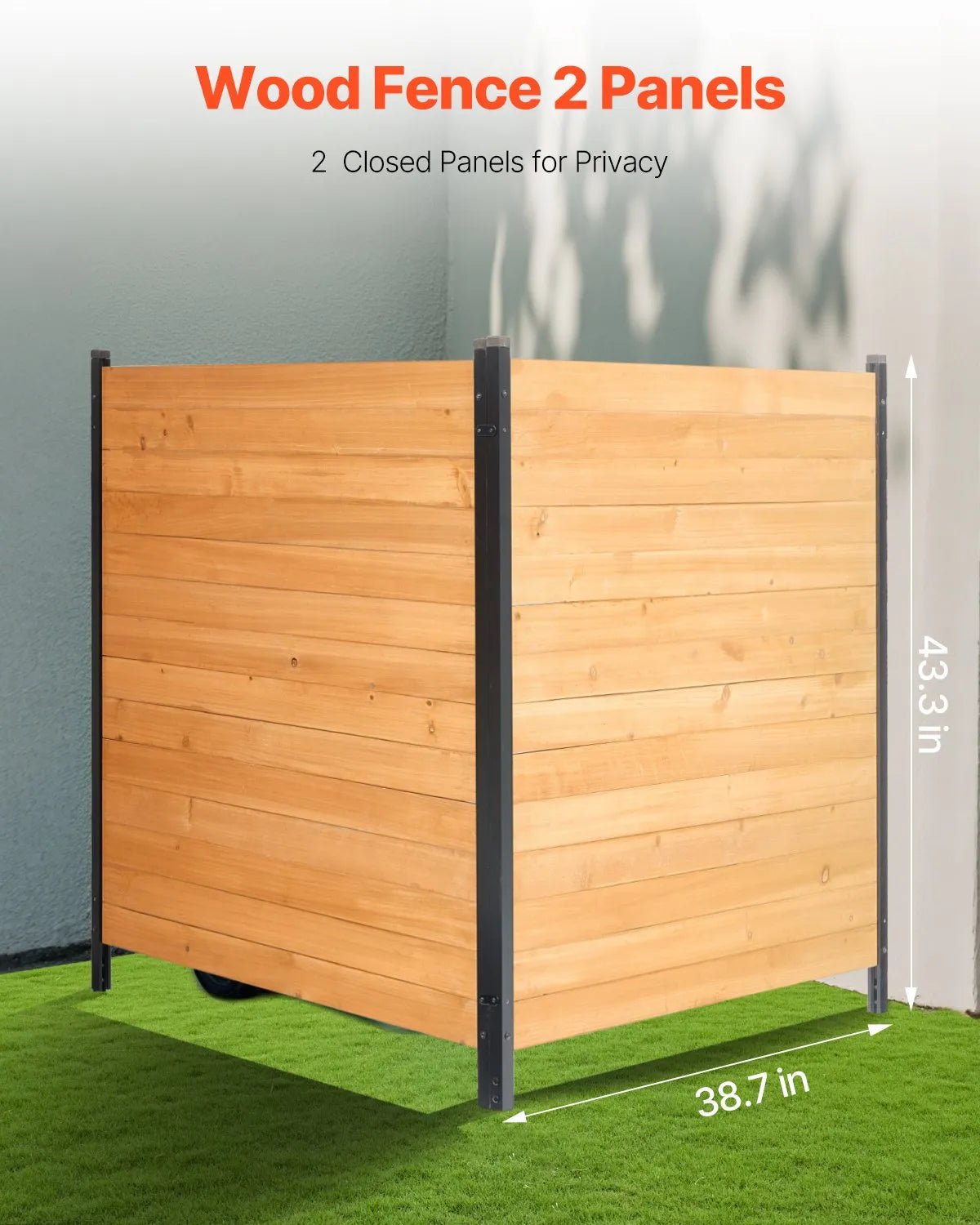 VEVOR koka privātuma žogs, 965 x 1067 mm, 2 paneļu masīvs gaisa kondicioniera aizsargžogs ar metāla mietiņiem, viegla DIY uzstādīšana, āra atkritumu tvertnes aizsegs dārza dekorēšanai - ZEMLETES.LV