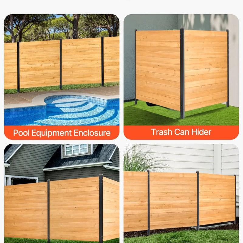 VEVOR koka privātuma žogs, 965 x 1067 mm, 2 paneļu masīvs gaisa kondicioniera aizsargžogs ar metāla mietiņiem, viegla DIY uzstādīšana, āra atkritumu tvertnes aizsegs dārza dekorēšanai - ZEMLETES.LV