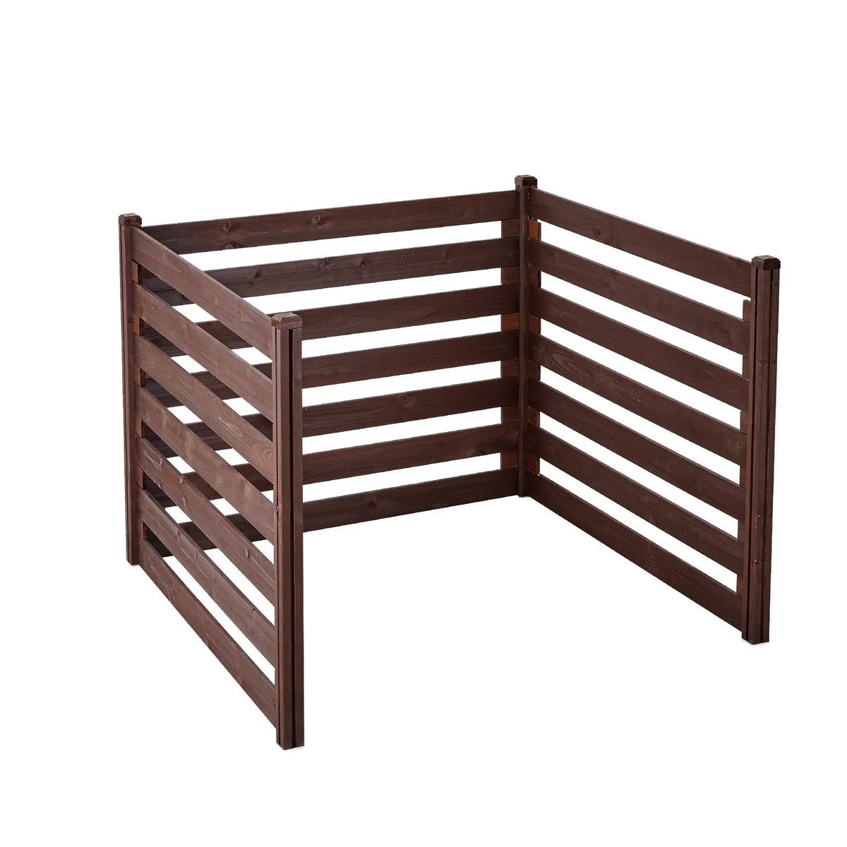 VEVOR koka privātuma žogs 1230 × 945 mm, 3 paneļu masīvkoka āra aizslietnis ar metāla mietiem un tērauda rāmi, piemērots gaisa kondicioniera, atkritumu konteineru un dārza zonas norobežošanai pie baseina - ZEMLETES.LV