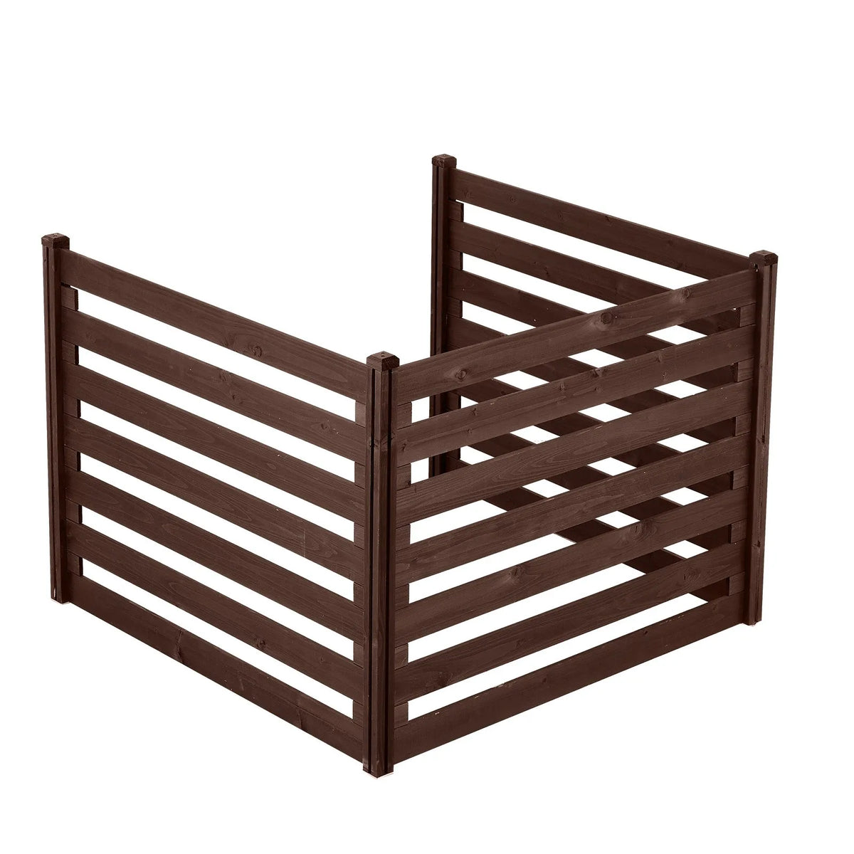 VEVOR koka privātuma žogs 1230 × 945 mm, 3 paneļu masīvkoka āra aizslietnis ar metāla mietiem un tērauda rāmi, piemērots gaisa kondicioniera, atkritumu konteineru un dārza zonas norobežošanai pie baseina - ZEMLETES.LV