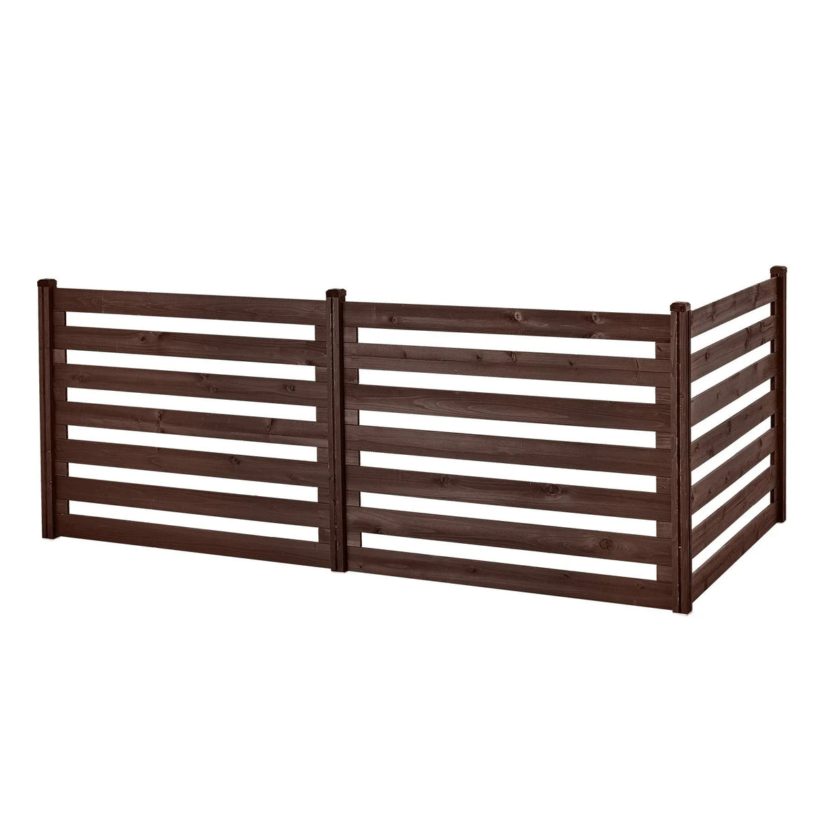 VEVOR koka privātuma žogs 1230 × 945 mm, 3 paneļu masīvkoka āra aizslietnis ar metāla mietiem un tērauda rāmi, piemērots gaisa kondicioniera, atkritumu konteineru un dārza zonas norobežošanai pie baseina - ZEMLETES.LV
