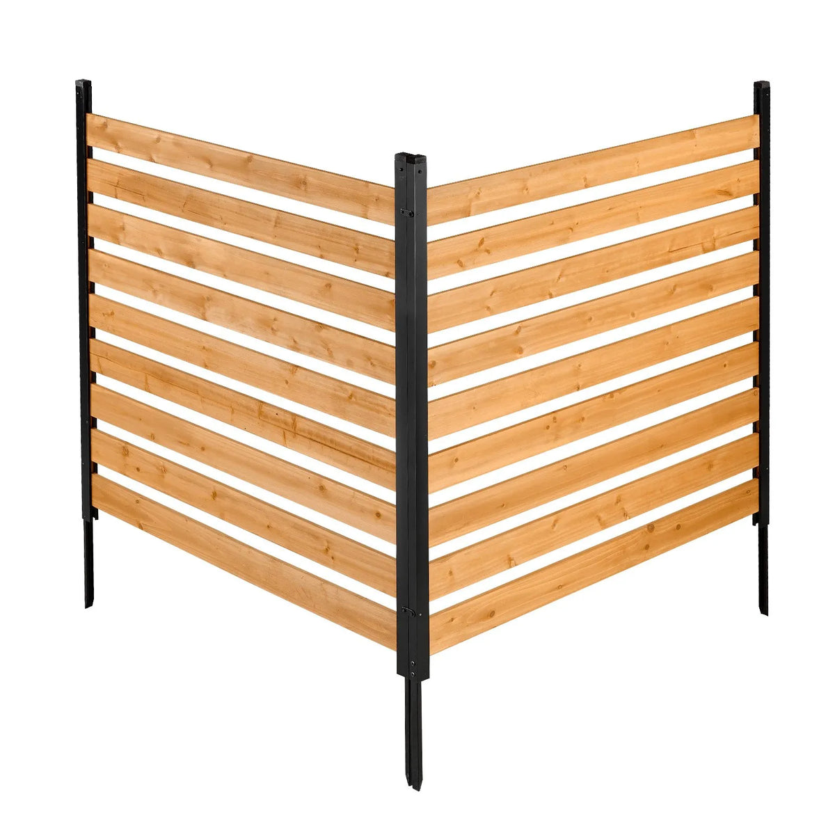 VEVOR koka privātuma žogs 1219 × 1244 × 1219 mm, 2 paneļu āra koka aizslietnis ar metāla mietiem un tērauda rāmi, piemērots kondicionieriem, atkritumu konteineriem, dārzam un baseinam - ZEMLETES.LV