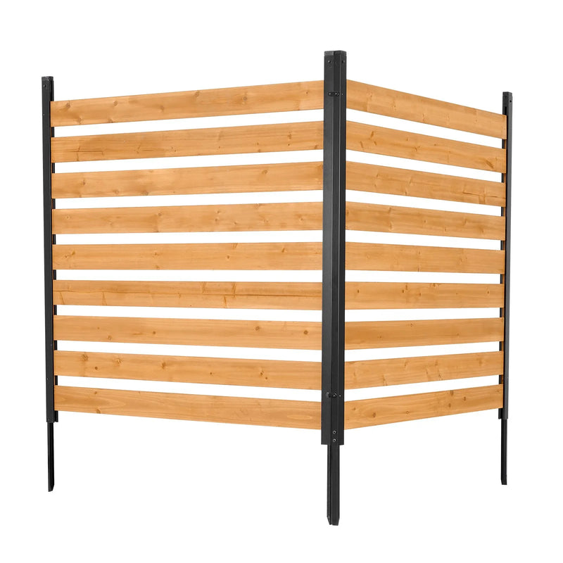 VEVOR koka privātuma žogs 1219 × 1244 × 1219 mm, 2 paneļu āra koka aizslietnis ar metāla mietiem un tērauda rāmi, piemērots kondicionieriem, atkritumu konteineriem, dārzam un baseinam - ZEMLETES.LV
