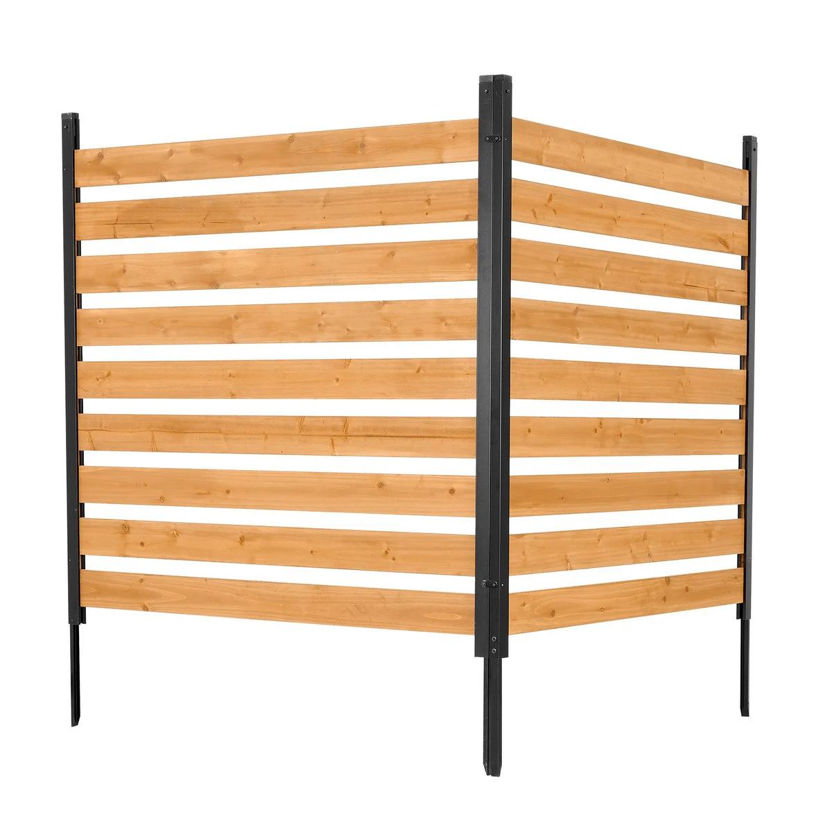 VEVOR koka privātuma žogs 1219 × 1244 × 1219 mm, 2 paneļu āra koka aizslietnis ar metāla mietiem un tērauda rāmi, piemērots kondicionieriem, atkritumu konteineriem, dārzam un baseinam - ZEMLETES.LV