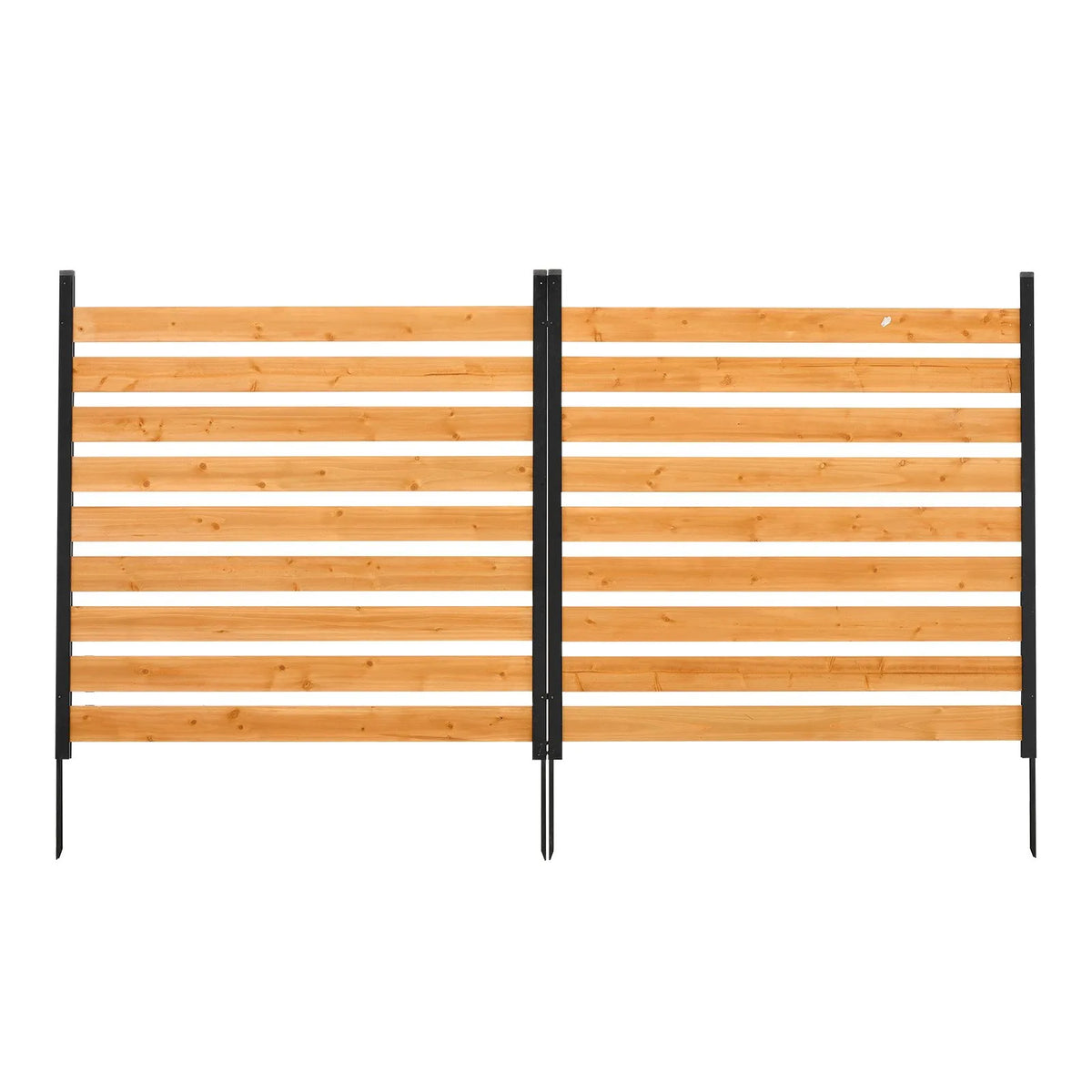 VEVOR koka privātuma žogs 1219 × 1244 × 1219 mm, 2 paneļu āra koka aizslietnis ar metāla mietiem un tērauda rāmi, piemērots kondicionieriem, atkritumu konteineriem, dārzam un baseinam - ZEMLETES.LV