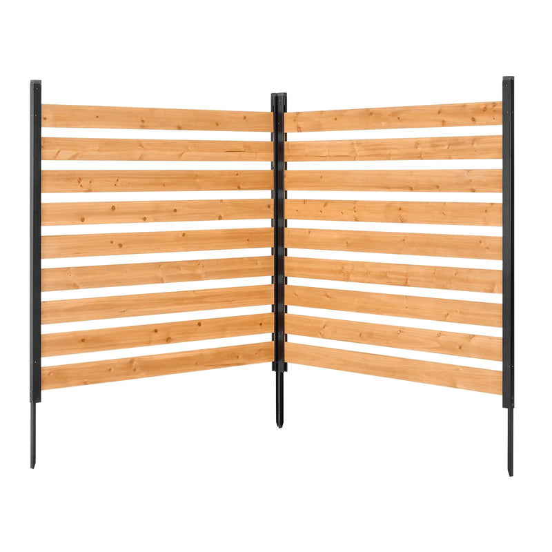 VEVOR koka privātuma žogs 1219 × 1244 × 1219 mm, 2 paneļu āra koka aizslietnis ar metāla mietiem un tērauda rāmi, piemērots kondicionieriem, atkritumu konteineriem, dārzam un baseinam - ZEMLETES.LV