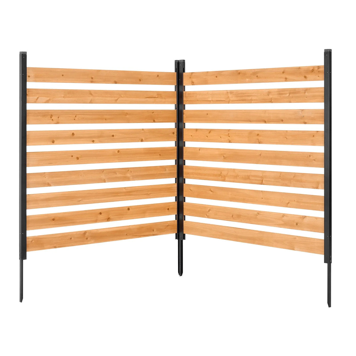 VEVOR koka privātuma žogs 1219 × 1244 × 1219 mm, 2 paneļu āra koka aizslietnis ar metāla mietiem un tērauda rāmi, piemērots kondicionieriem, atkritumu konteineriem, dārzam un baseinam - ZEMLETES.LV