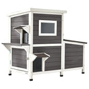 VEVOR divstāvu koka āra kaķu māja 3 kaķiem ziemā, paaugstināta savvaļas kaķu māja ar kāpnēm, caurspīdīgu logu un durvju aizkaru, ūdensizturīga kaķu māja dārzam, 107 × 63 × 86 cm