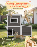 VEVOR divstāvu koka āra kaķu māja 3 kaķiem ziemā, paaugstināta savvaļas kaķu māja ar kāpnēm, caurspīdīgu logu un durvju aizkaru, ūdensizturīga kaķu māja dārzam, 107 × 63 × 86 cm