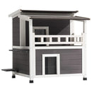 VEVOR izolētā divstāvu koka kaķu māja ar putuplasta izolāciju, balkonu un ūdensizturīgu konstrukciju, piemērota 1–3 kaķiem lietošanai iekštelpās un ārā, 84 × 75 × 82 cm