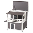 VEVOR izolētā divstāvu koka kaķu māja ar putuplasta izolāciju, balkonu un ūdensizturīgu konstrukciju, piemērota 1–3 kaķiem lietošanai iekštelpās un ārā, 84 × 75 × 82 cm