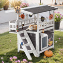 VEVOR divstāvu koka āra kaķu māja ar kāpnēm un balkonu, paaugstināta konstrukcija, plaša un ūdensizturīga kaķu māja lietošanai iekštelpās un ārā ziemā, 76 × 56 × 77 cm