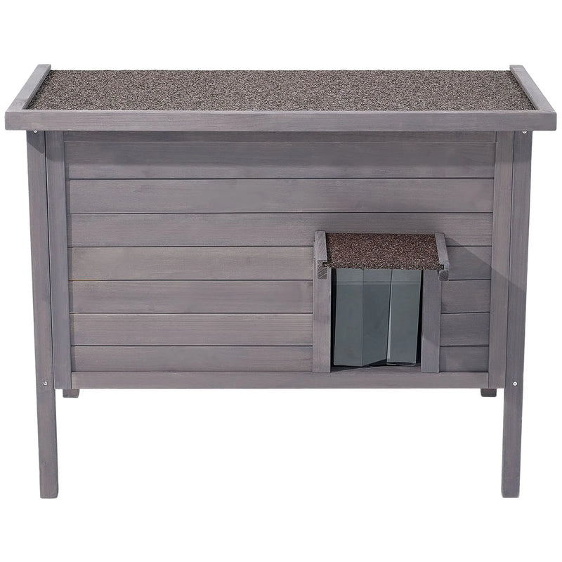 VEVOR apsildāma kaķu māja, izolēta koka māja āra kaķiem, ūdensizturīgs patvērums ar sildīšanas paliktni, PVC durvju aizkaru un atveramu bitumena jumtu, 87 x 53,5 x 69 cm, piemērota 1–3 kaķiem ziemā