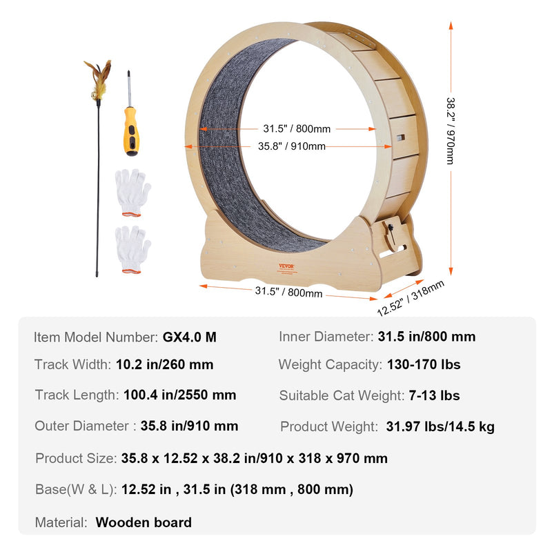 VEVOR Kaķu trenažieris iekštelpām, 91 cm, koka, kluss dizains