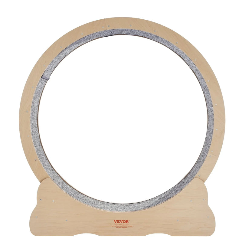 VEVOR koka kaķu skriešanas ritenis ar noņemamu paklāju un rotaļlietu, 110 cm liels trenažieris skriešanai, iešanai un treniņiem telpās, piemērots vairumam kaķu, dzeltens