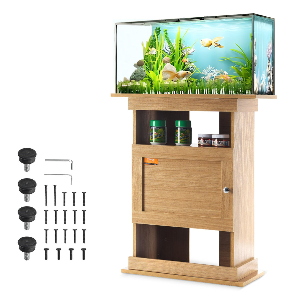 VEVOR akvaariumialus kapi ja hoiuruumiga, MDF, 75 l, hele puit