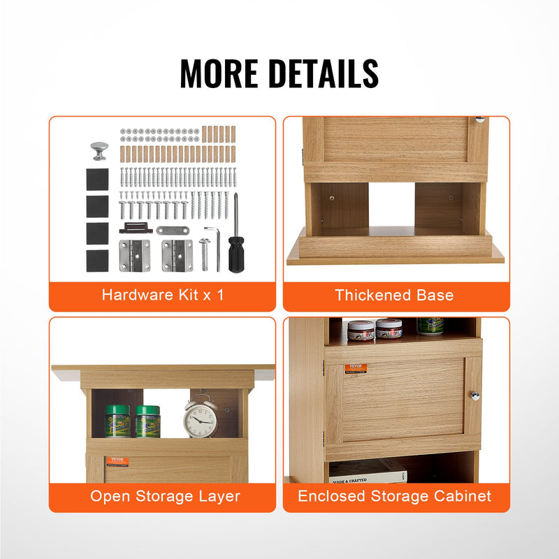 VEVOR 75 litru akvārija statīvs ar skapīti un glabātuvi, MDF, gaišā koka krāsā