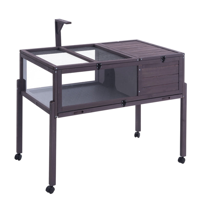 VEVOR koka bruņurupuču mājiņa ar ritenīšiem lietošanai iekštelpās un ārā - piemērota arī čūskām