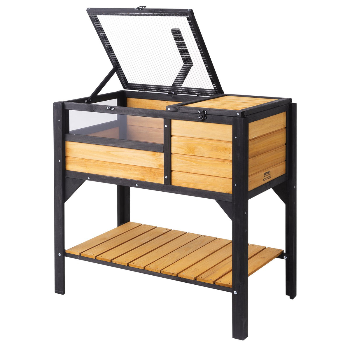 VEVOR puidust kilpkonna- ja roomajamaja 2 sektsiooniga, 96,5 × 61 × 33 cm