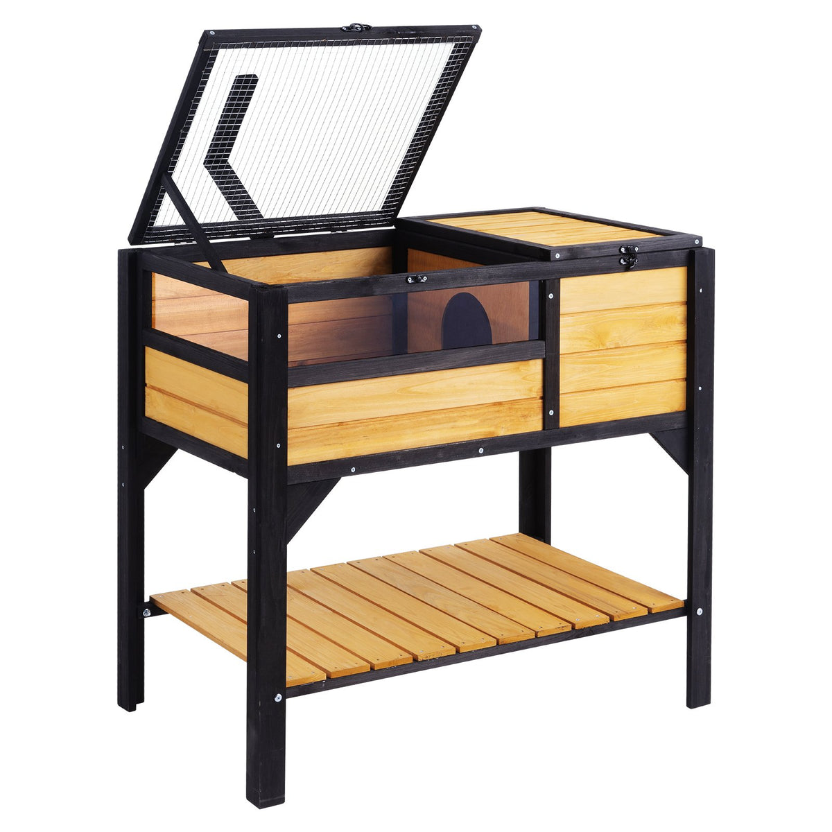 VEVOR puidust kilpkonna- ja roomajamaja 2 sektsiooniga, 96,5 × 61 × 33 cm