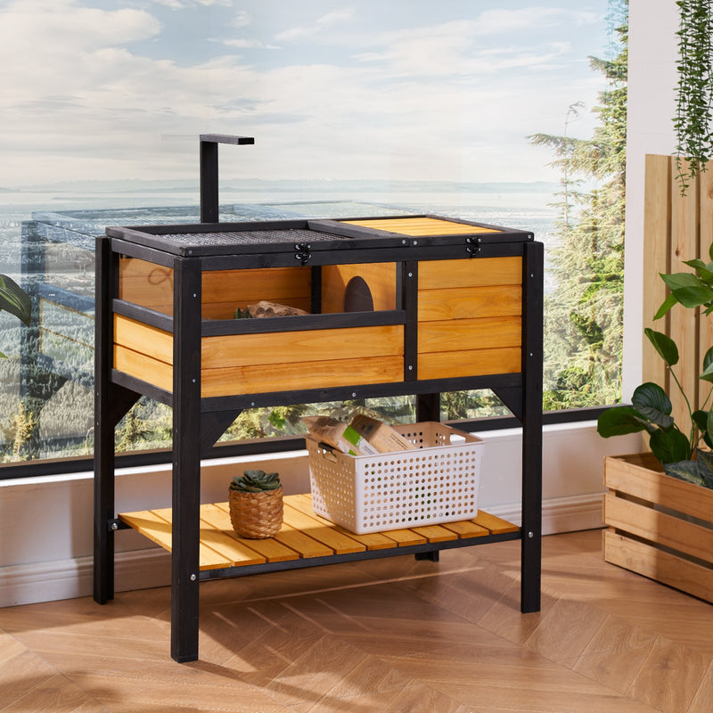 VEVOR koka bruņurupuča māja, 965 × 610 × 330 mm, 2 istabas, piemērota bruņurupučiem, ķirzakām, čūskām un citiem maziem rāpuļiem