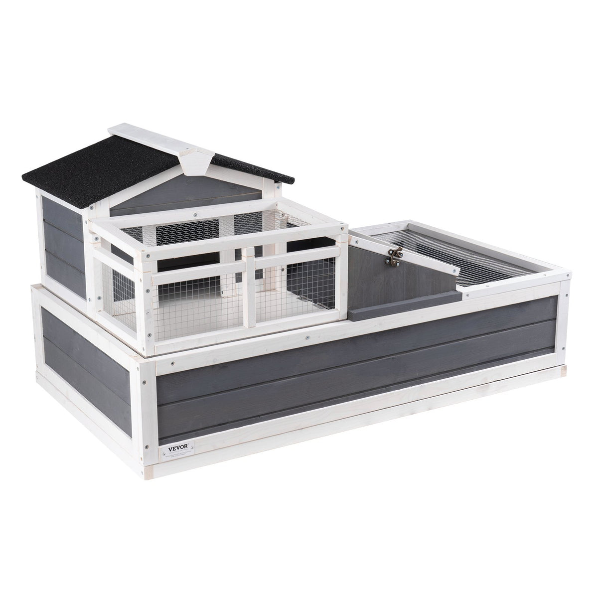VEVOR Wooden Tortoise House with 3 Compartments, Indoor and Outdoor, 112 × 65 × 61 cm
