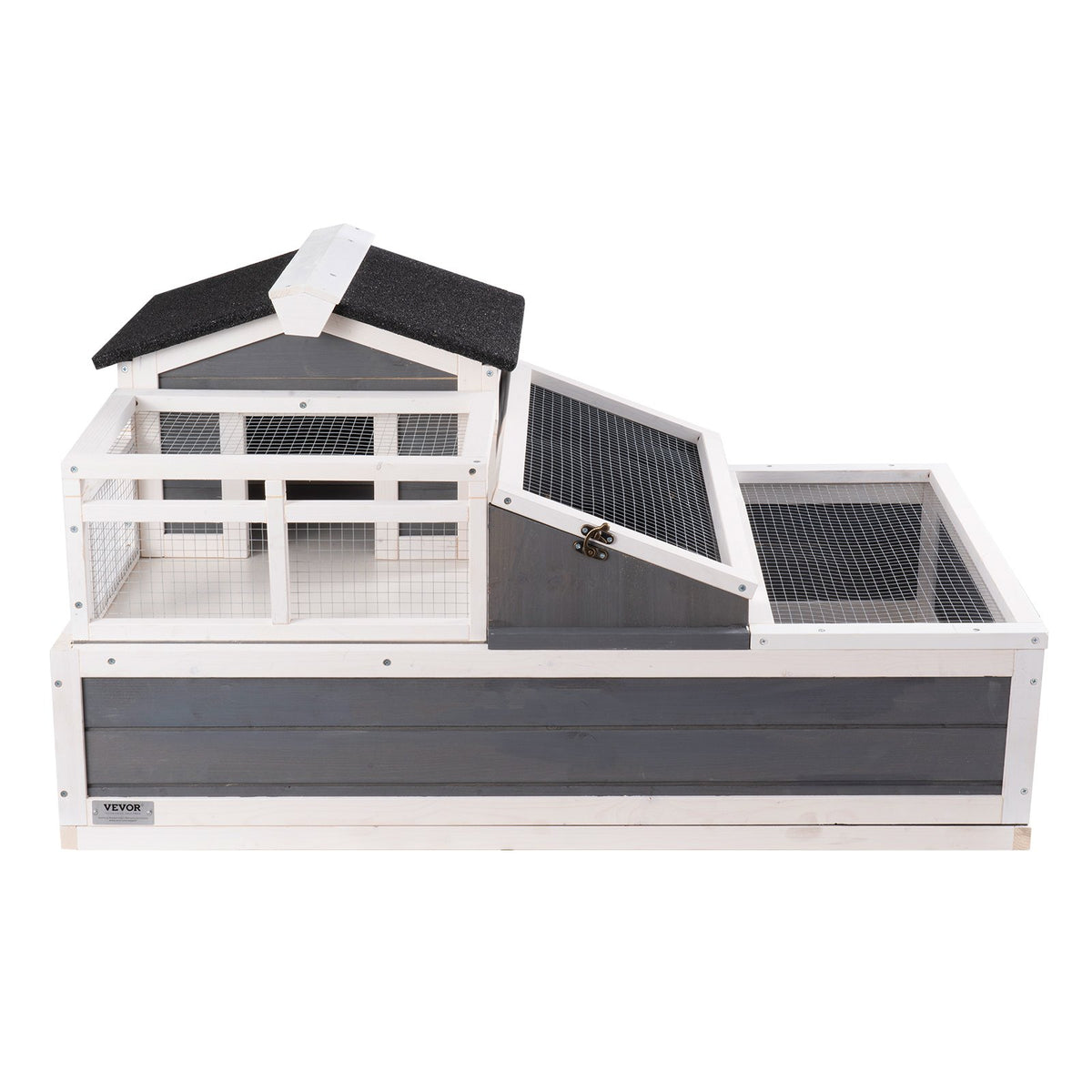 VEVOR Wooden Tortoise House with 3 Compartments, Indoor and Outdoor, 112 × 65 × 61 cm