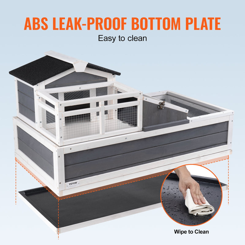 VEVOR bruņurupuču māja ar 3 nodalījumiem, koka, iekštelpām un ārtelpām, 112×65×61 cm