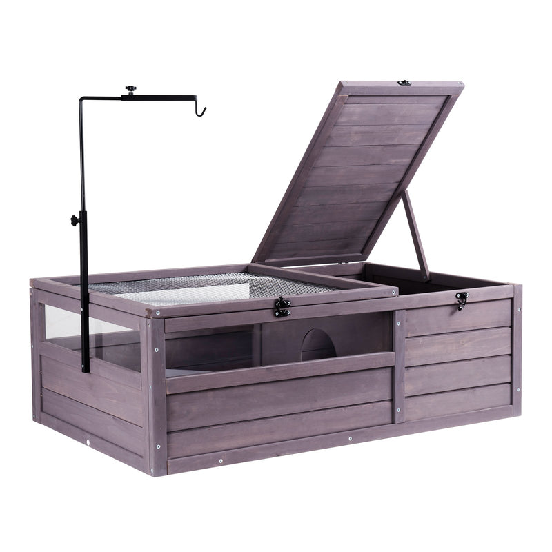 VEVOR Koka bruņurupuča māja ar 2 nodalījumiem, 96 × 61 × 33 cm, iekštelpām un ārtelpām