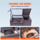 VEVOR Koka bruņurupuča māja ar 2 nodalījumiem, 96 × 61 × 33 cm, iekštelpām un ārtelpām