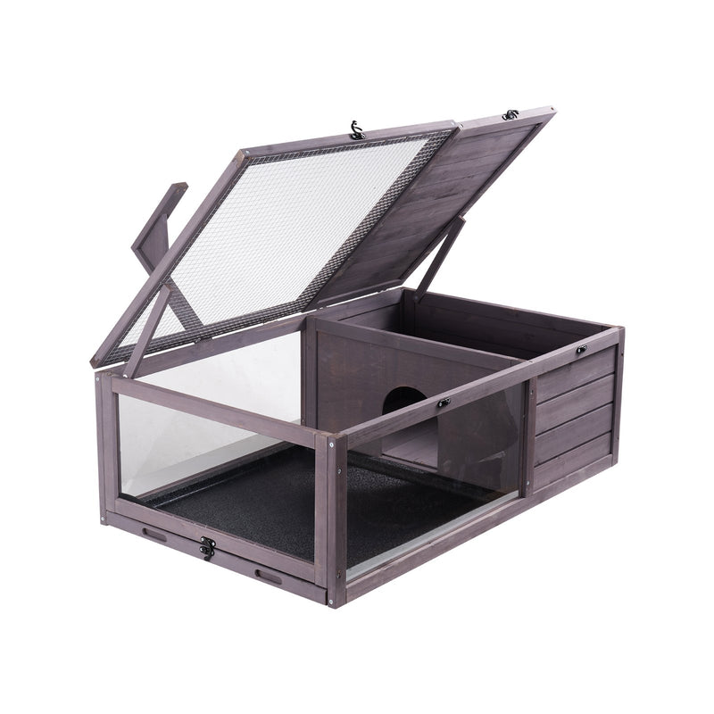 VEVOR Koka bruņurupuču māja 2 nodalījumi 96x61x33 cm, piemērota iekštelpām un ārtelpām