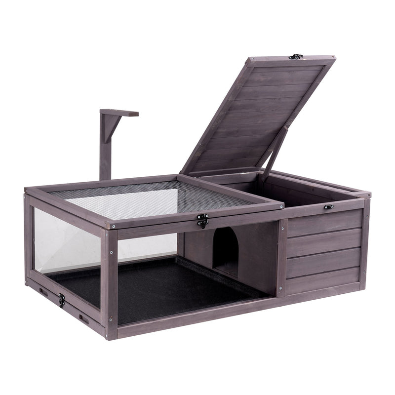 VEVOR Koka bruņurupuču māja 2 nodalījumi 96x61x33 cm, piemērota iekštelpām un ārtelpām