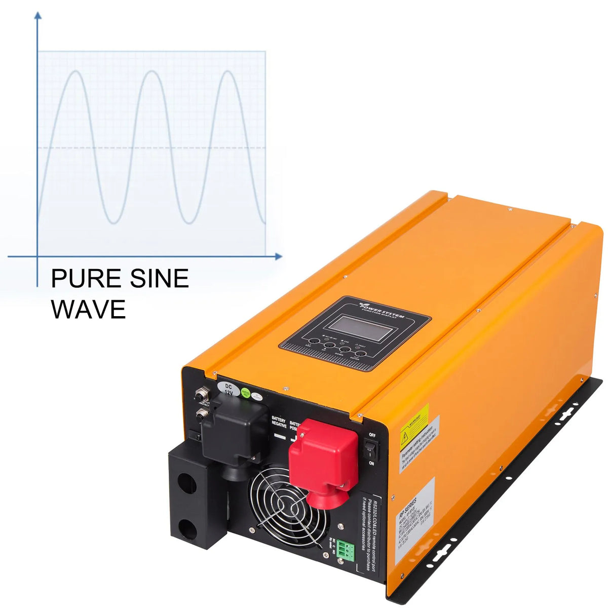 VEVOR 3000 W Pure Sine Wave Power Inverter (Max. 9000 W), 12 V DC to 110 V AC Off-Grid Power Converter with Battery Charger, LCD Display and Low Frequency Solar Inverter