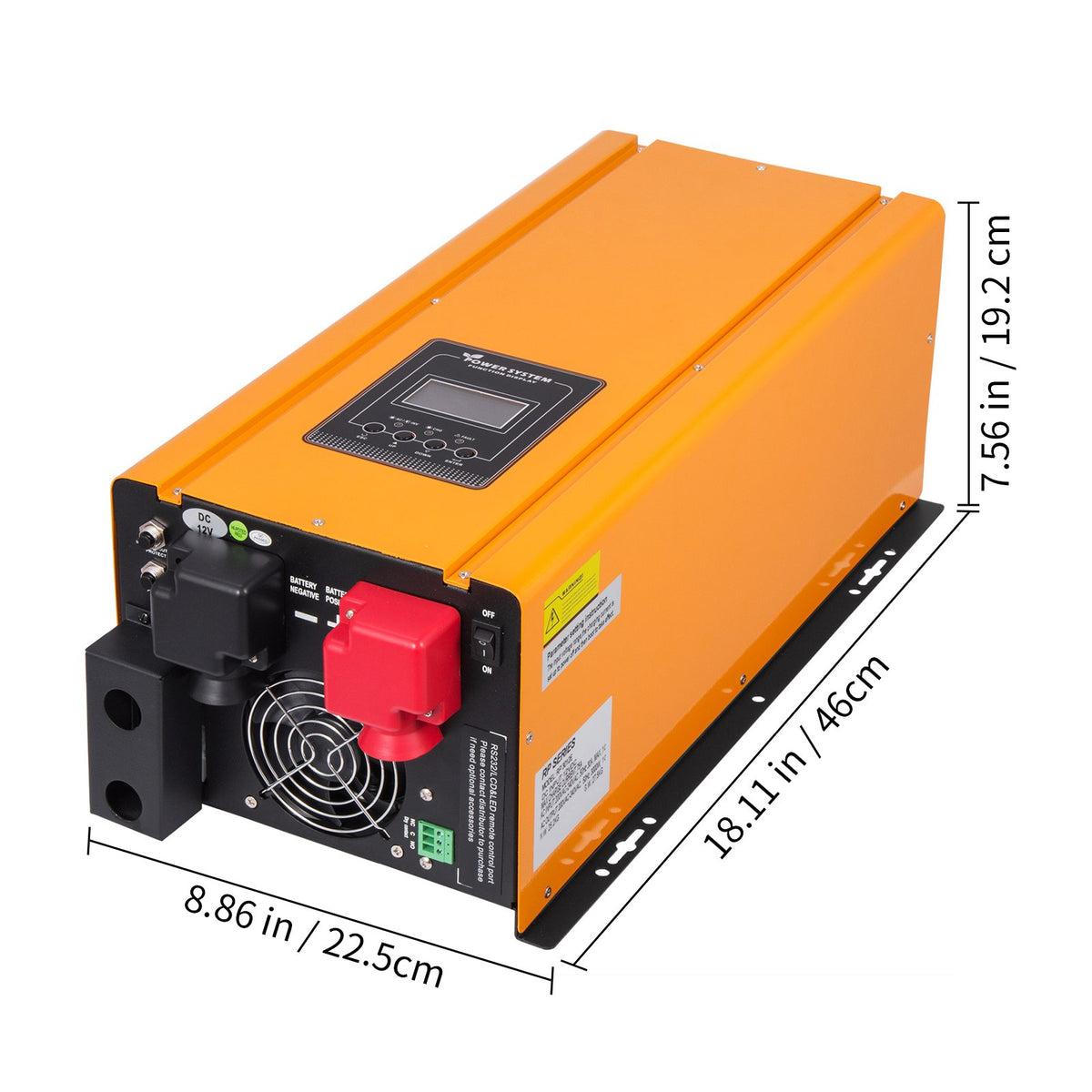 VEVOR 3000 W Pure Sine Wave Power Inverter (Max. 9000 W), 12 V DC to 110 V AC Off-Grid Power Converter with Battery Charger, LCD Display and Low Frequency Solar Inverter