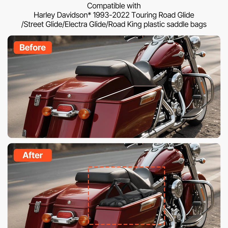 VEVOR motocikla sānu somas ieliktnis, 18 l ceļojumu bagāžas organizatora soma, saderīga ar Harley Davidson Touring 1993–2022 Road Glide, Street Glide, Electra Glide un Road King sānu somām, melna - ZEMLETES.LV