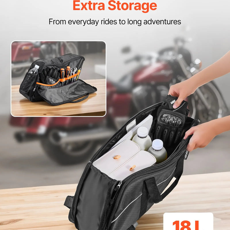 VEVOR motocikla sānu somas ieliktnis, 18 l ceļojumu bagāžas organizatora soma, saderīga ar Harley Davidson Touring 1993–2022 Road Glide, Street Glide, Electra Glide un Road King sānu somām, melna - ZEMLETES.LV