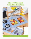 VEVOR āra virtuve bērniem, koka rotaļu virtuve āra lietošanai ar plītīm, āķiem, izlietnēm, stādīšanas lāpstiņām, lāpstiņām, rokturi, katliem un piederumiem, rotaļām ar ūdeni un smiltīm