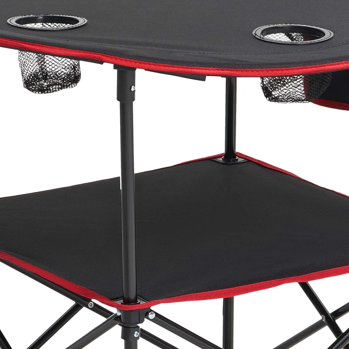 Folding Camping Table, Portable Lightweight Outdoor Picnic Table with 600D Oxford Waterproof Fabric, 4 Cup Holders and Carrying Bag, Suitable for Camping, Travel, Beach and Picnics, Black