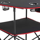 Saliekams kempinga galds, pārnēsājams viegls āra piknika galds no 600D Oksfordas ūdensizturīga auduma ar 4 glāžu turētājiem un pārnēsāšanas somu, piemērots kempingam, ceļojumiem, pludmalei un piknikiem, melns