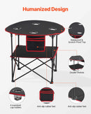 Saliekams kempinga galds, pārnēsājams viegls āra piknika galds no 600D Oksfordas ūdensizturīga auduma ar 4 glāžu turētājiem un pārnēsāšanas somu, piemērots kempingam, ceļojumiem, pludmalei un piknikiem, melns